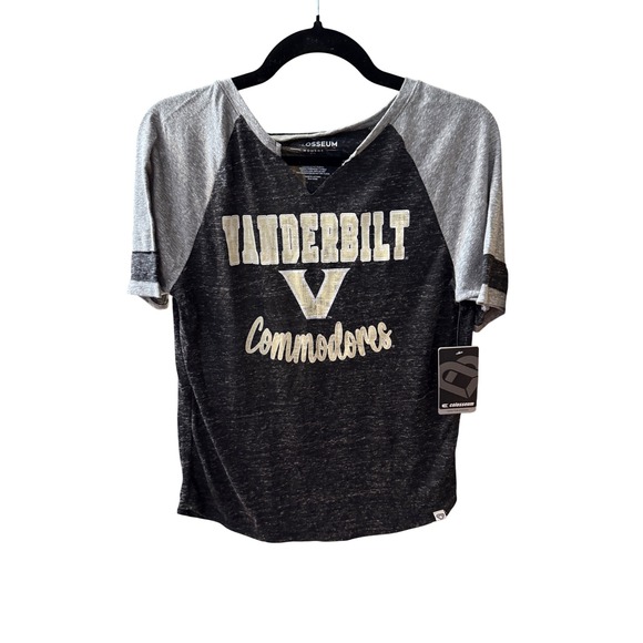 Vanderbilt Commodores Colosseum Womens Gray Black Raglan T-Shirt Medium NWT - Picture 1 of 4